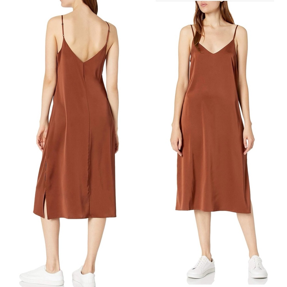 NWT The Drop Women's Ana Silky V-Neck Midi Slip Dress SIZE XXS